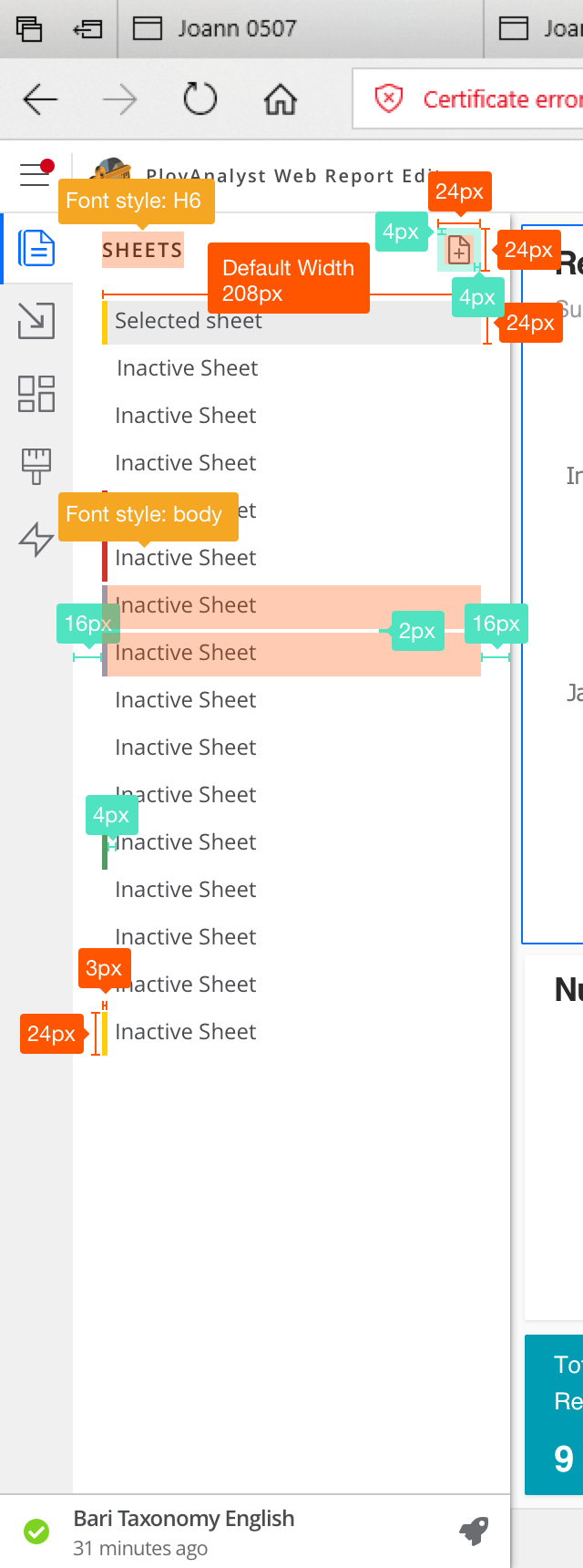 UI-Left panel Spec 1